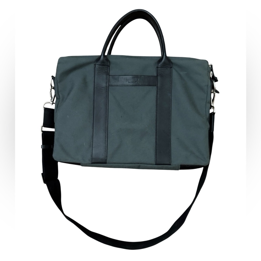 Shinola Grey/Black Canvas LeatherMessenger Laptop Bag Briefcase